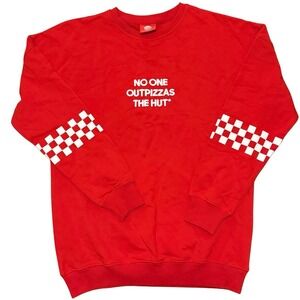 Pizza Hut Red Sweater Size M Puff Letters Checkered No One Out Pizzas The Hut